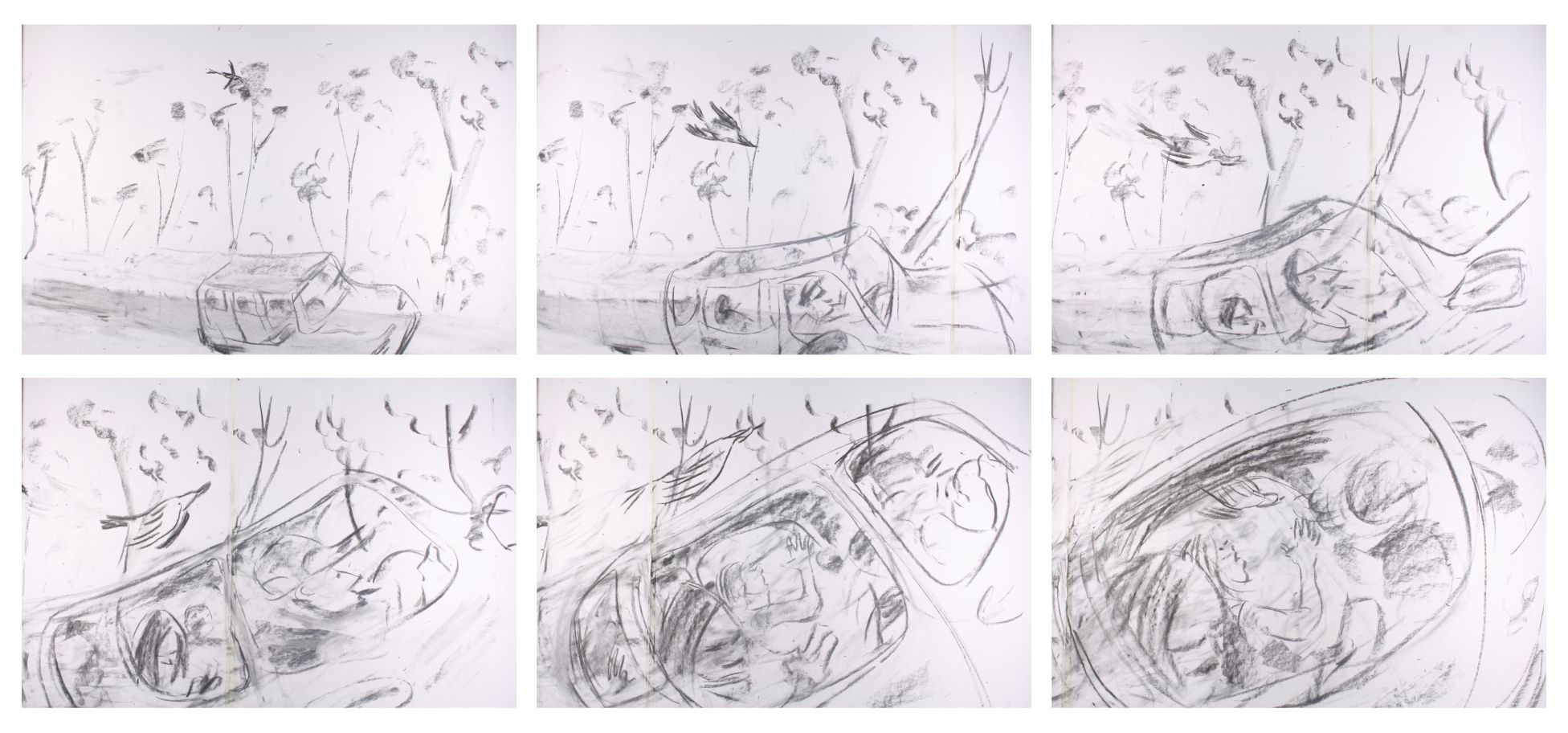 frames of the camera moving through car